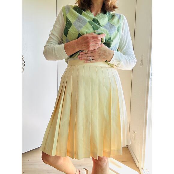 Vintage 90s Wool Pleated Skirt Cream Size Medium/10 Prep Twee Schoolgirl Looks - Picture 6 of 10